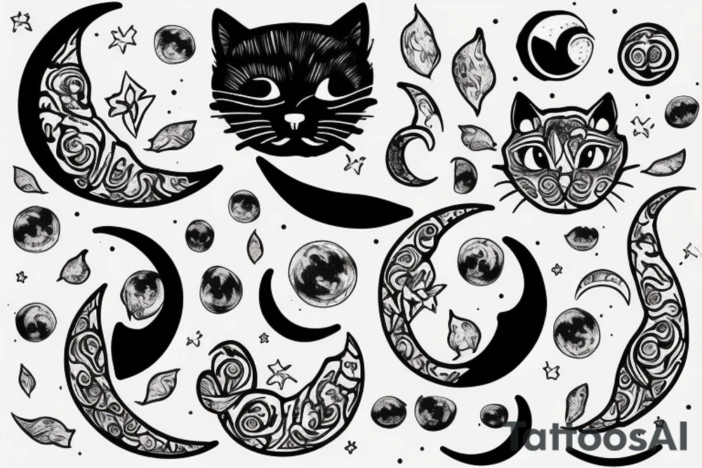 Moon and cat tattoo idea