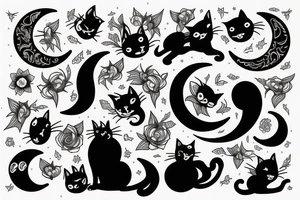 Moon and cat tattoo idea