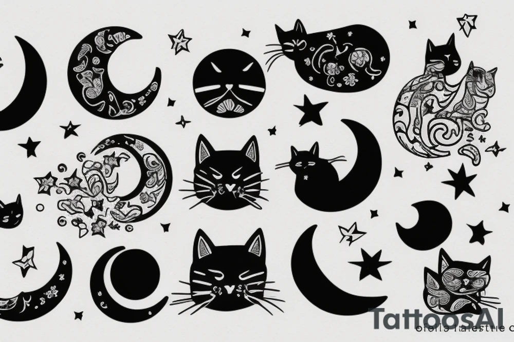 Moon and cat tattoo idea