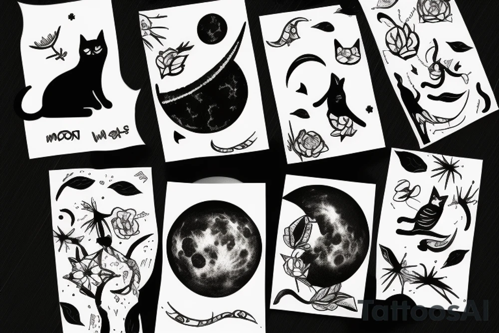 Moon and cat tattoo idea