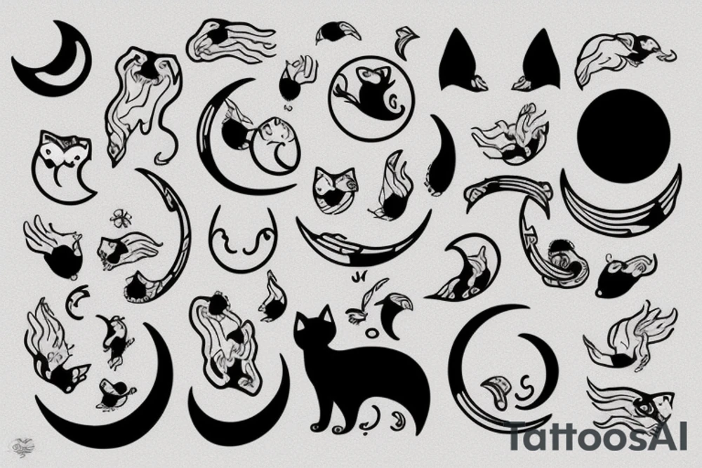 Moon and cat tattoo idea