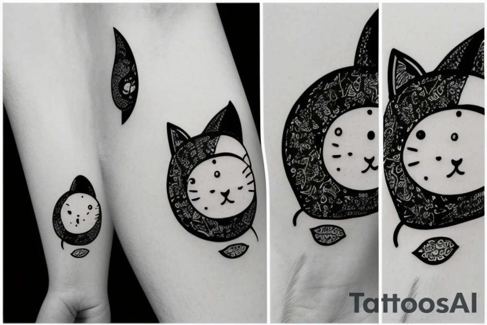 Moon and cat tattoo idea