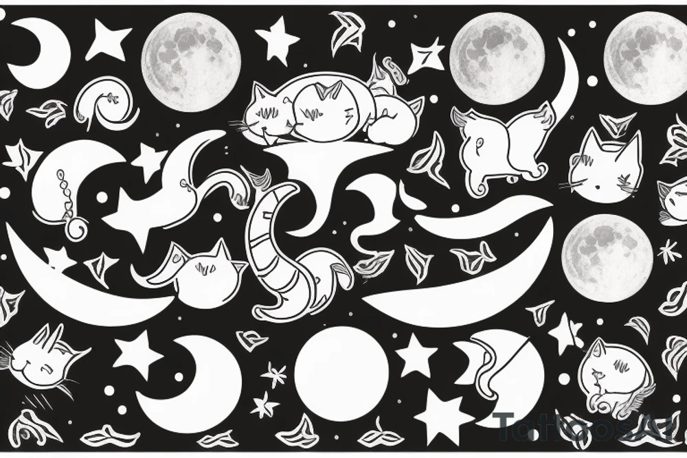Moon and cat tattoo idea