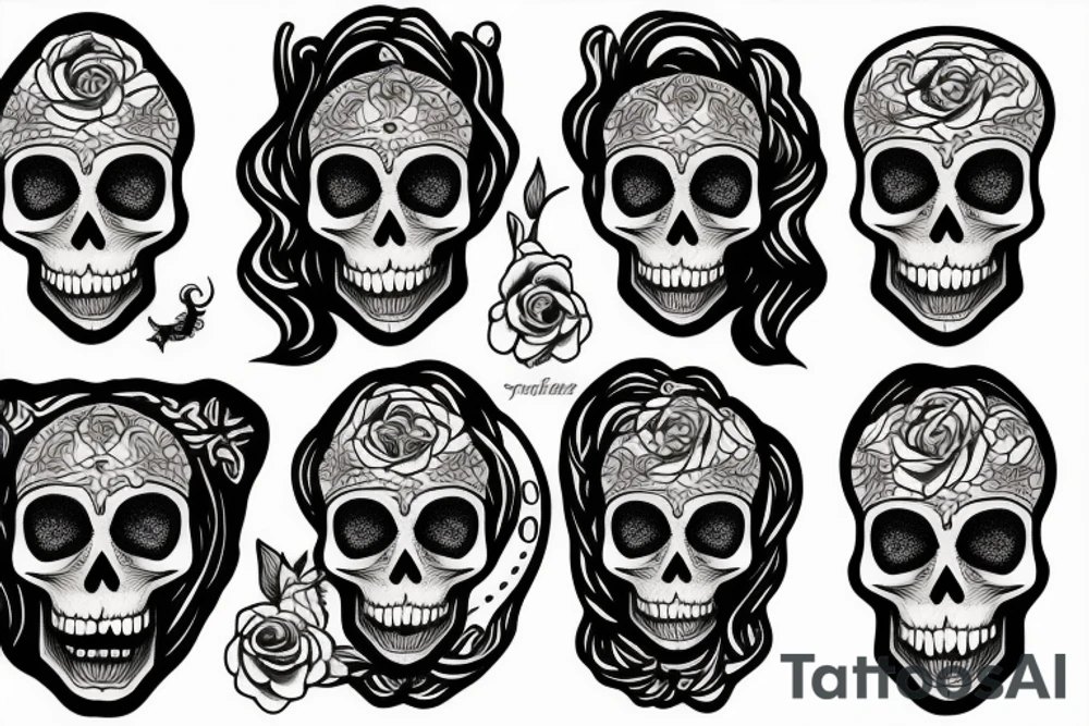 witch with skull tattoo idea