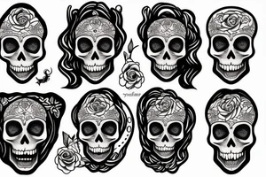 witch with skull tattoo idea