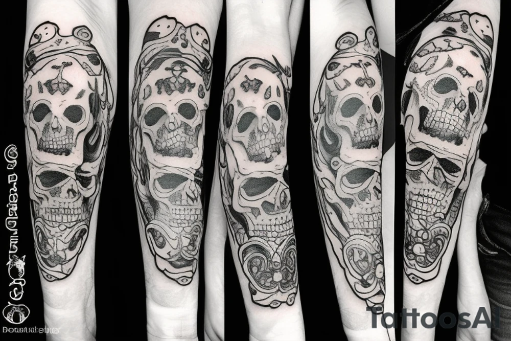 witch with skull tattoo idea