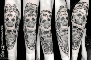 witch with skull tattoo idea