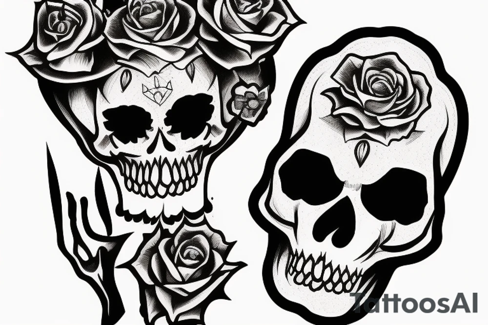 witch holding skull tattoo idea
