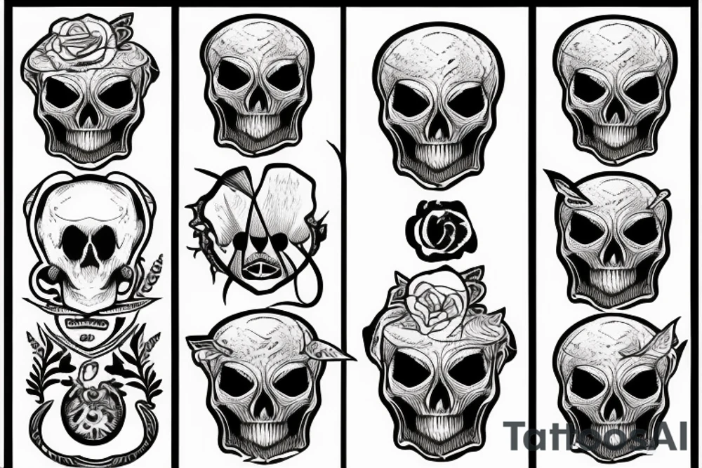witch holding skull tattoo idea