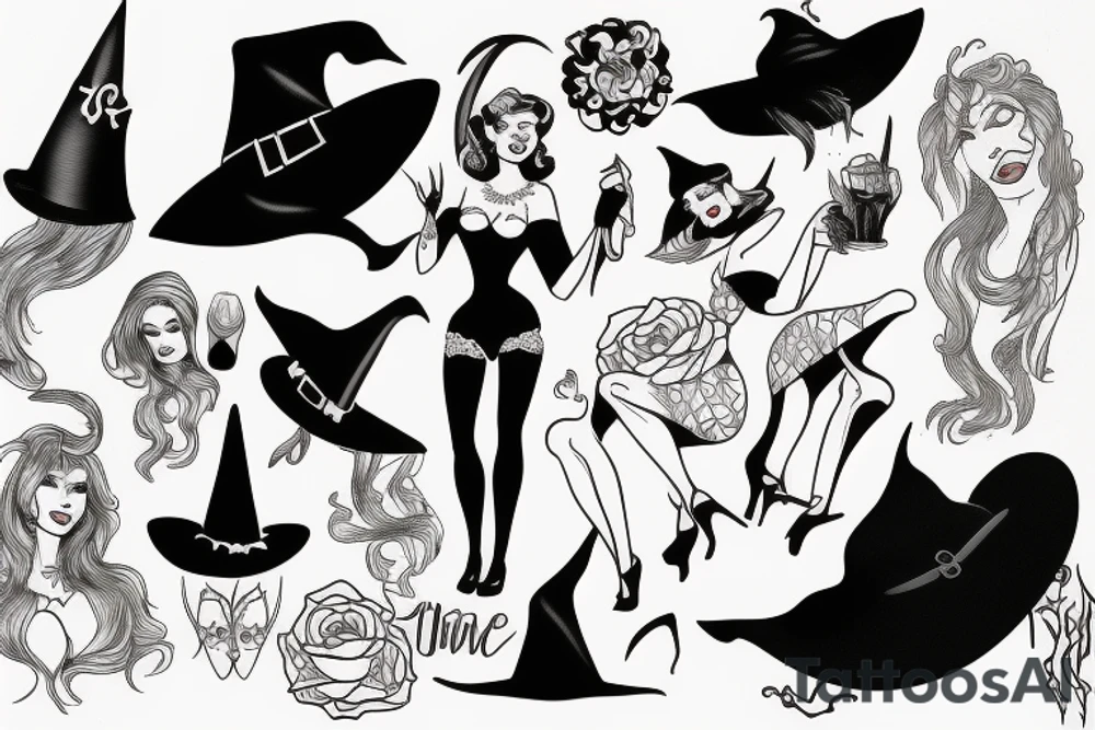 Pin up witch tattoo idea