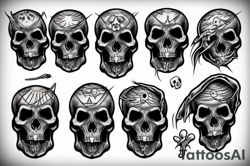 witch holding skull tattoo idea