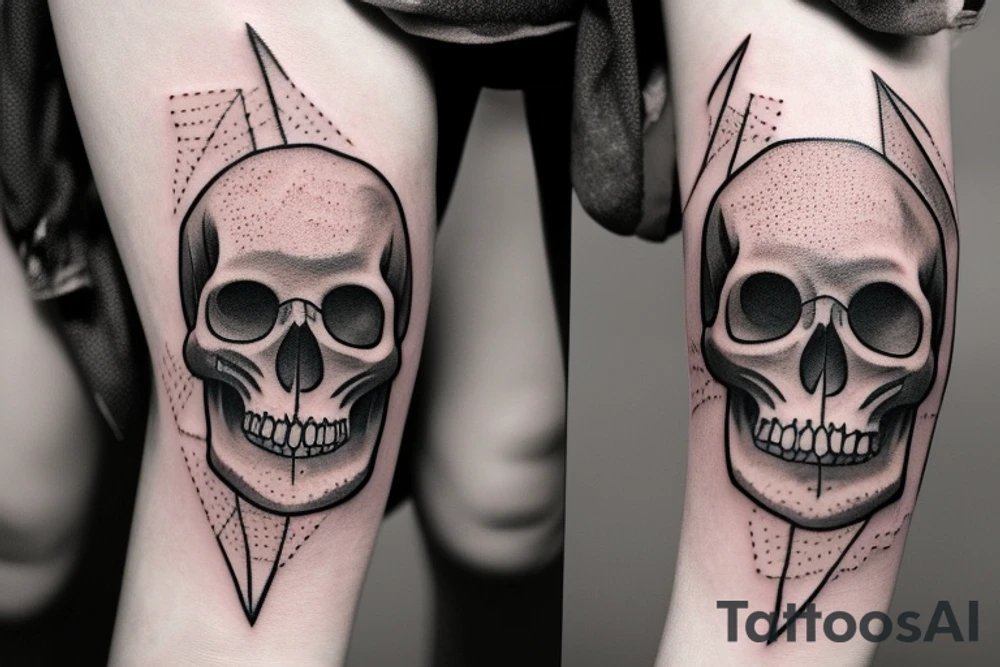 witch holding skull tattoo idea