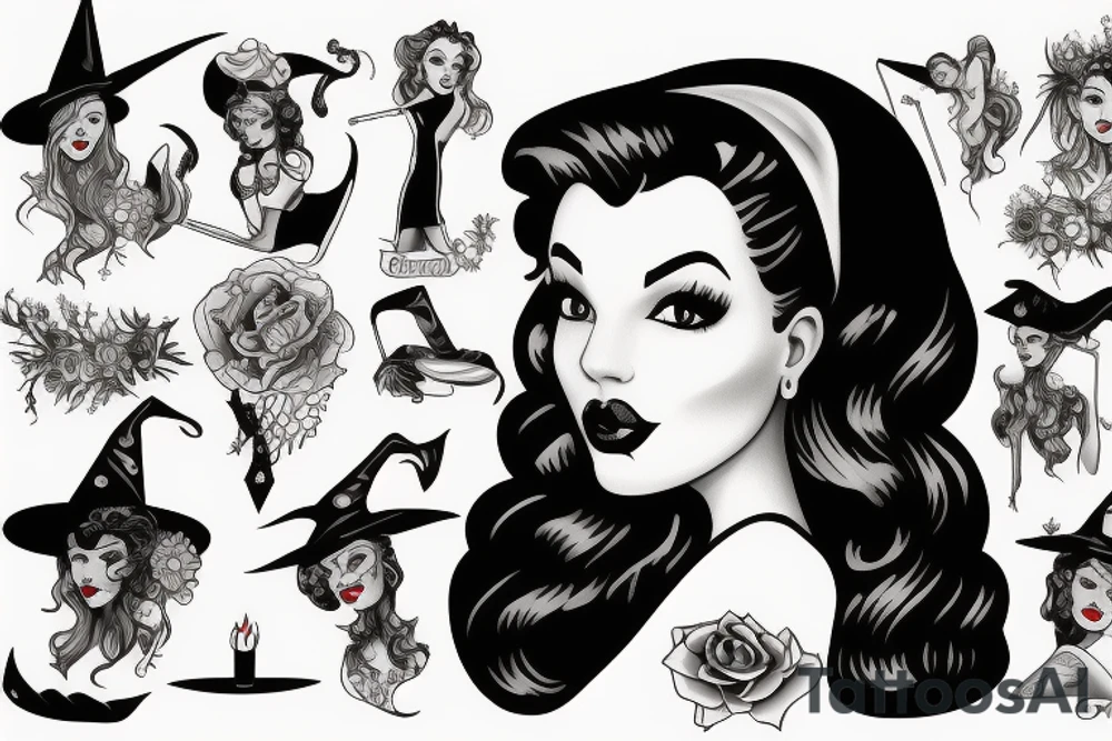 Pin up witch tattoo idea