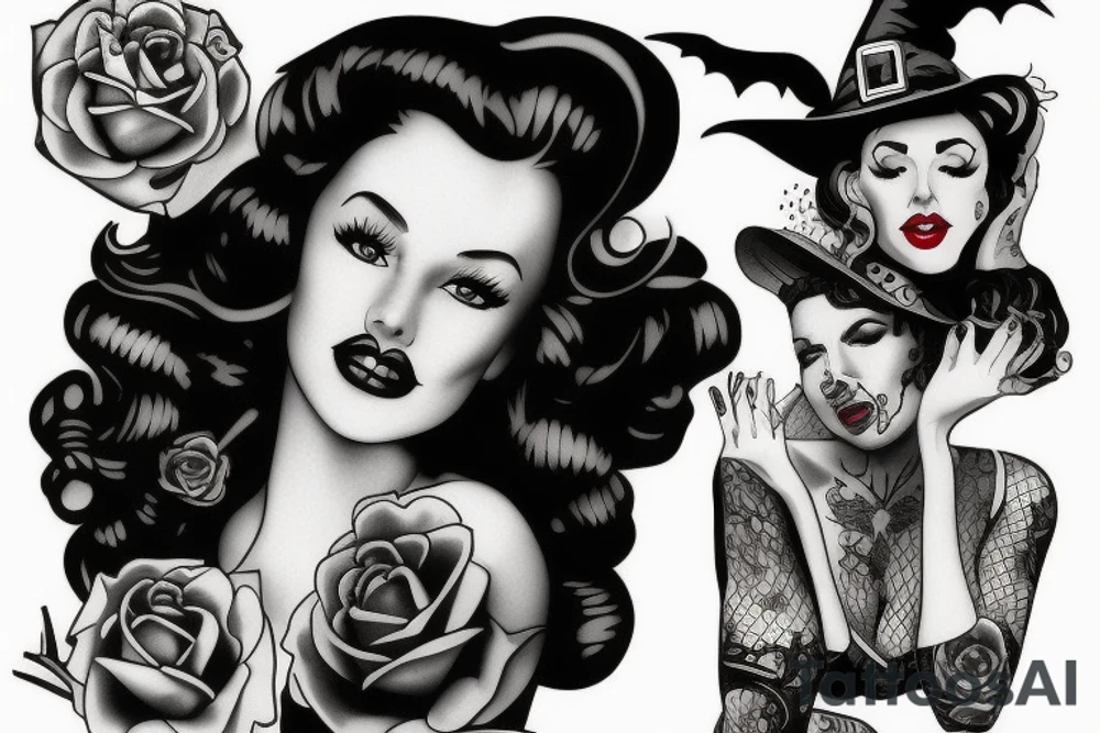 Pin up witch tattoo idea