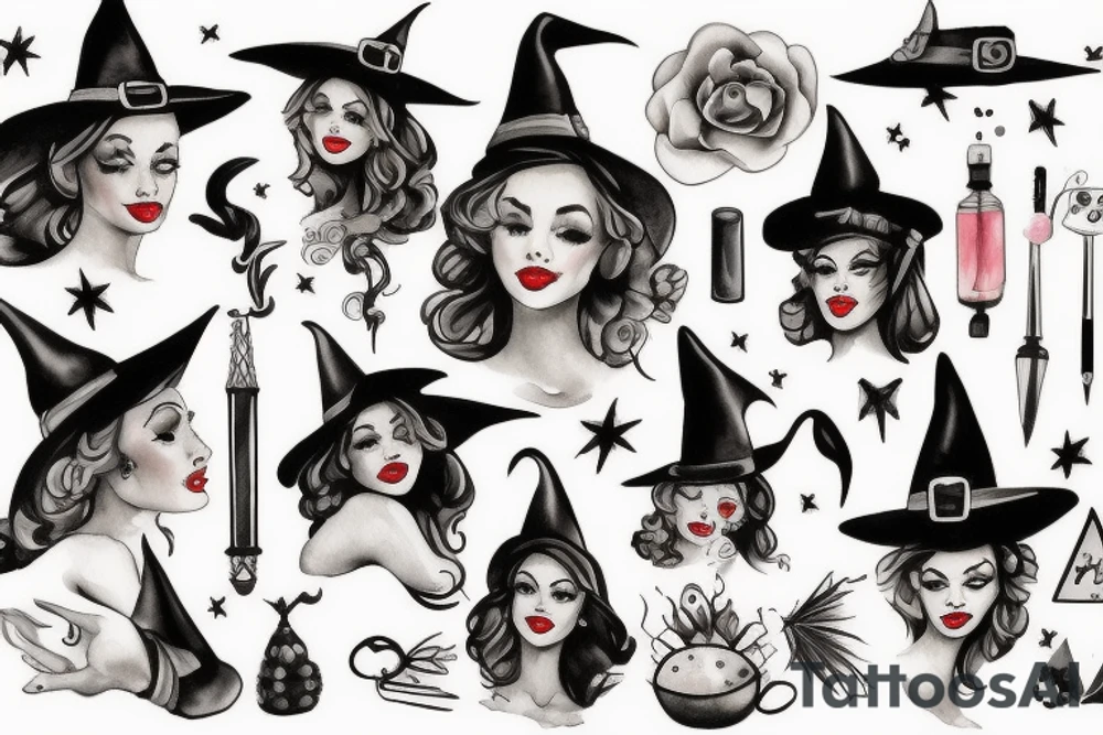 Pin up witch tattoo idea