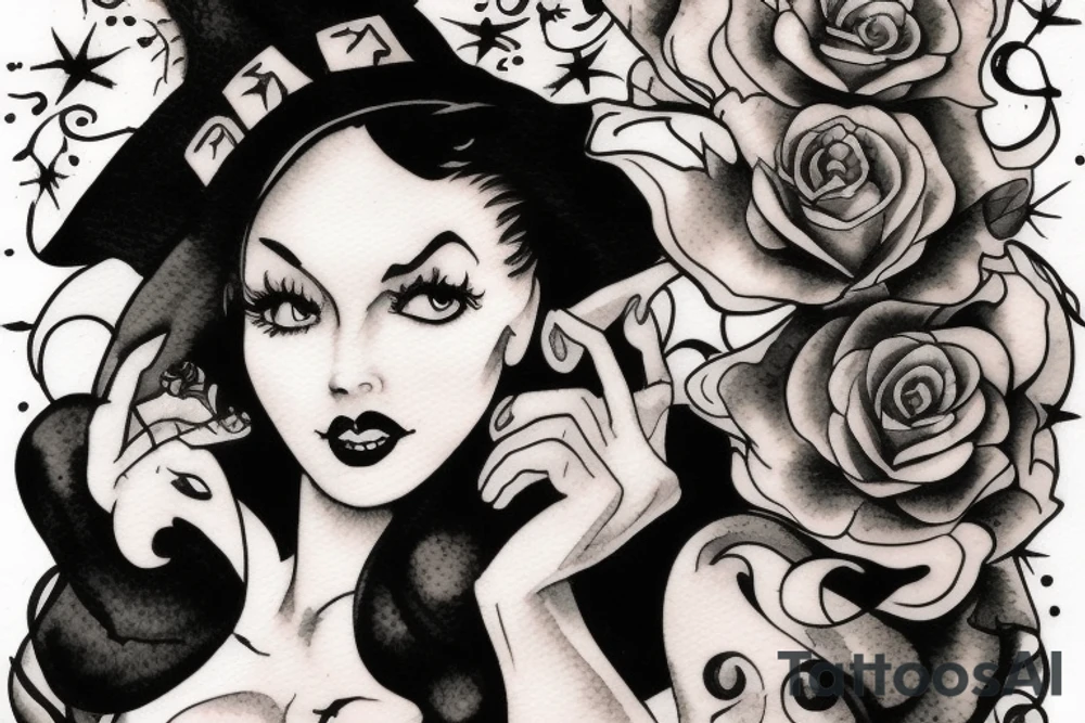Pin up witch tattoo idea