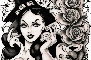 Pin up witch tattoo idea