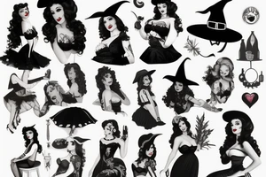 Pin up witch full body tattoo idea