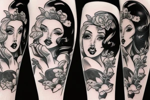Pin up witch full body tattoo idea
