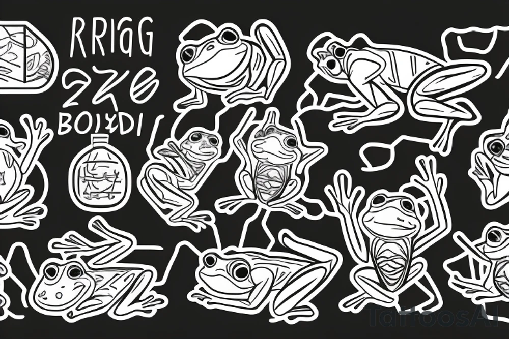 frog with a bodysuit cooking ramen tattoo idea