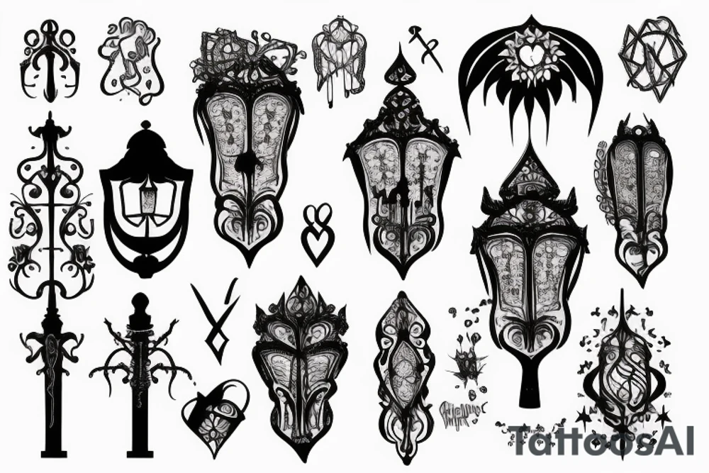 gothic lampost with a dim light tattoo idea