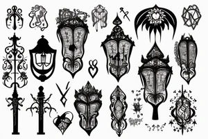 gothic lampost with a dim light tattoo idea
