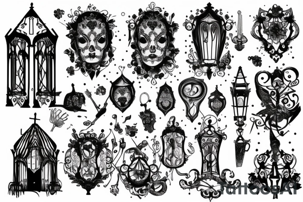 gothic lampost with a dim light tattoo idea