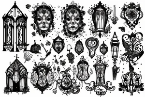 gothic lampost with a dim light tattoo idea