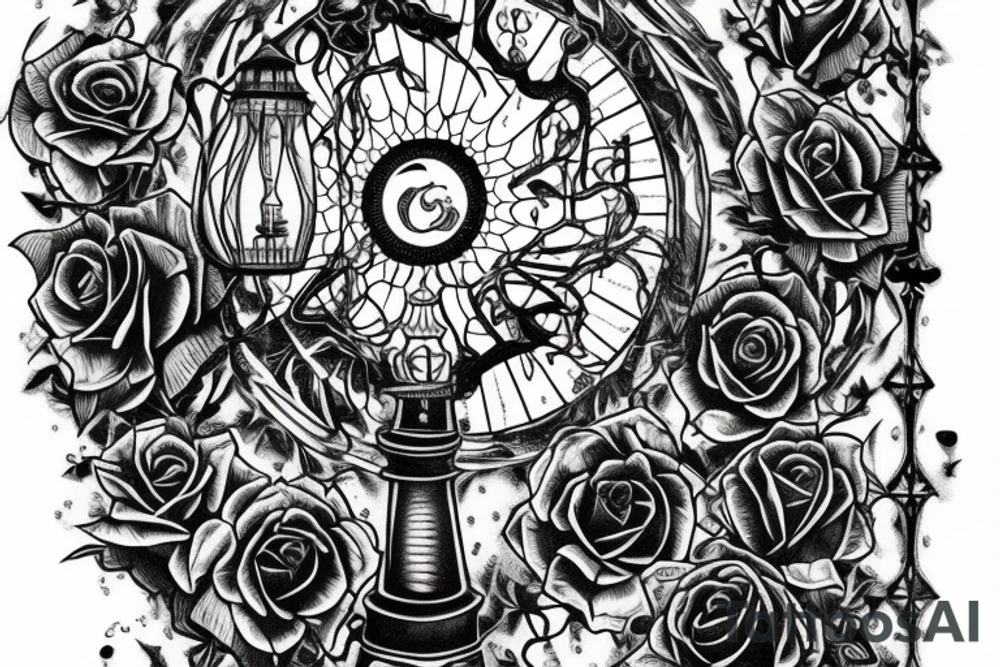 gothic lantern with a dim light tattoo idea