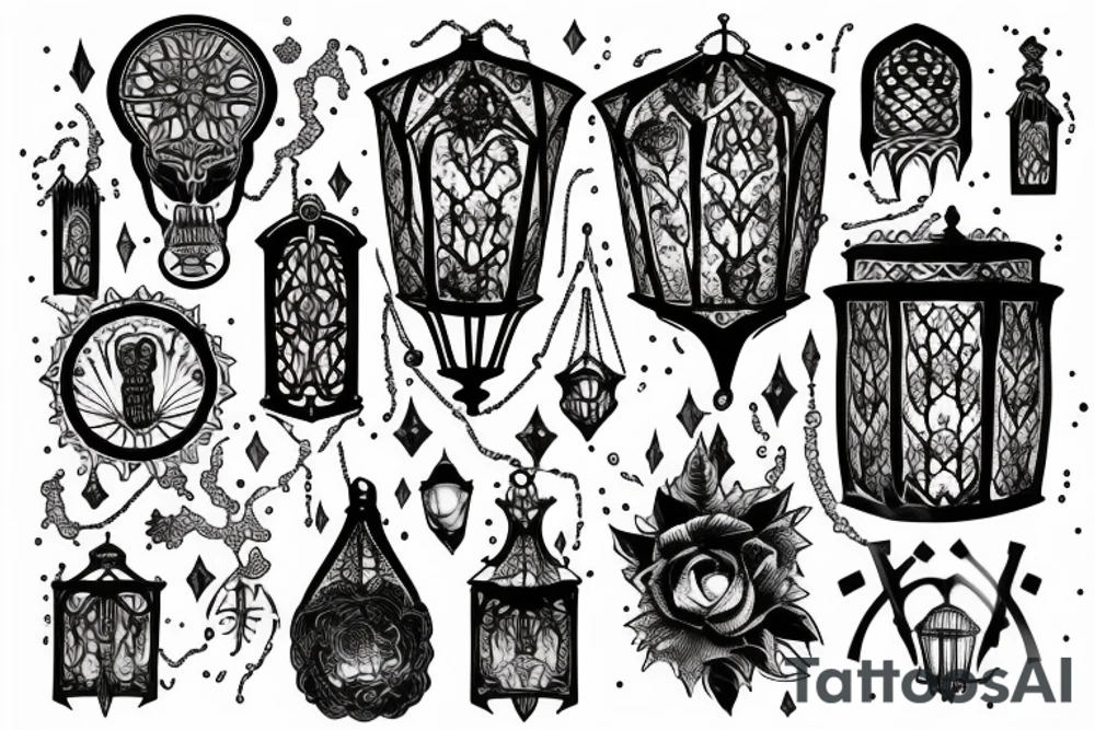 gothic lantern with a dim light tattoo idea