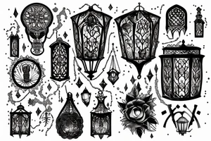 gothic lantern with a dim light tattoo idea