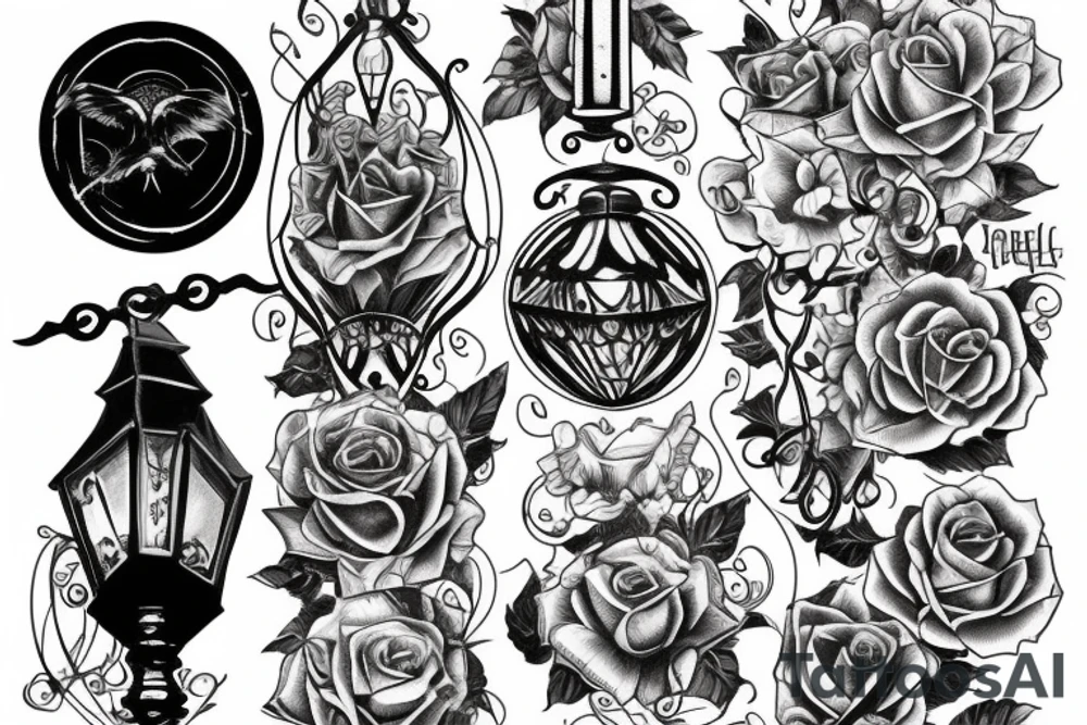 gothic lantern with a dim light tattoo idea