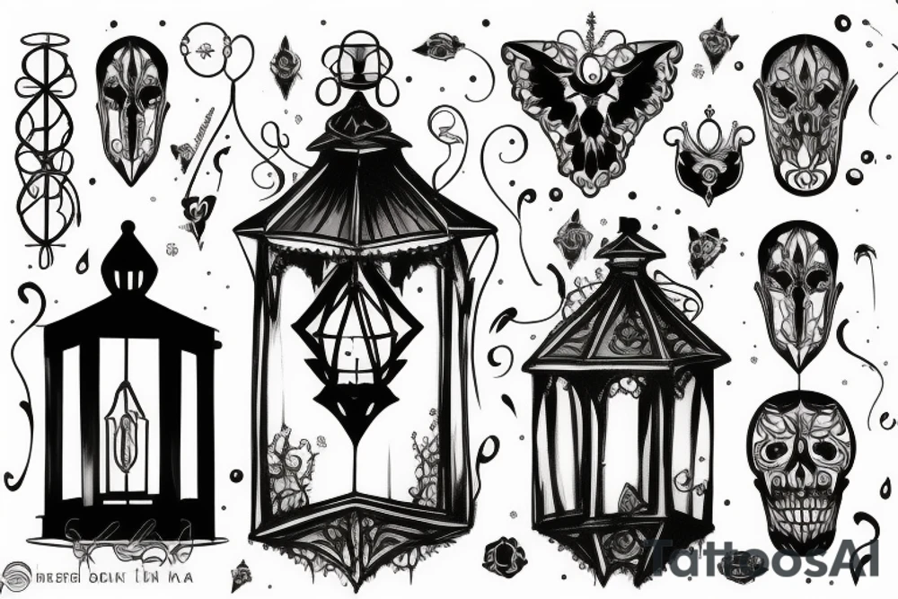 gothic lantern with a dim light tattoo idea