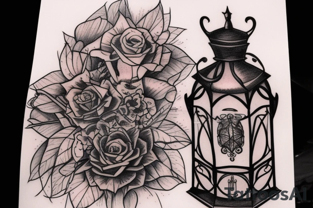 gothic lantern with a dim light tattoo idea