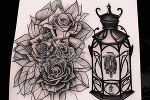 gothic lantern with a dim light tattoo idea