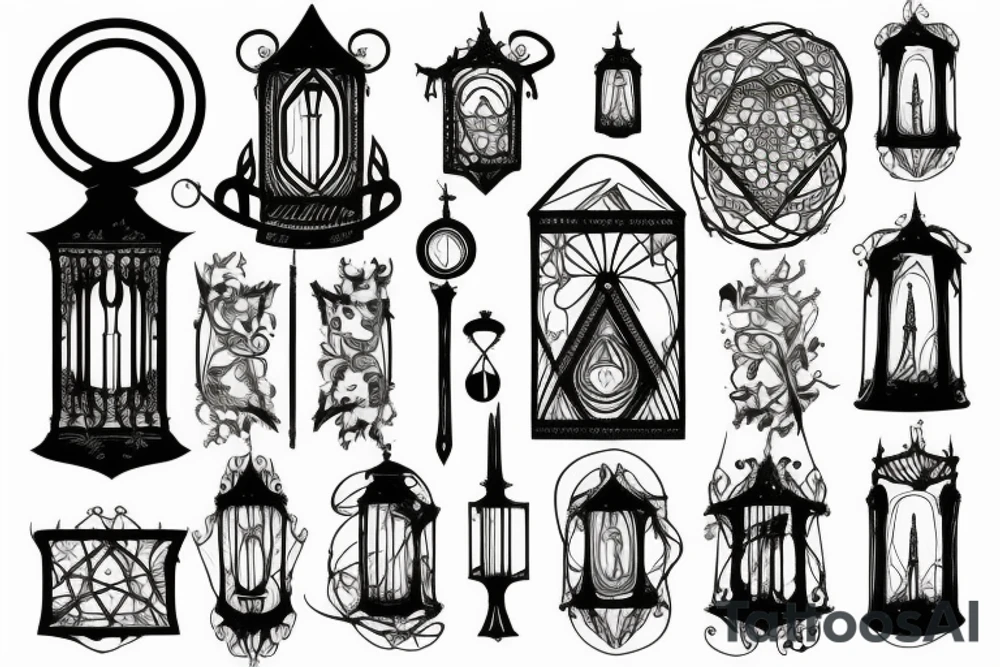 gothic lantern with a dim light tattoo idea