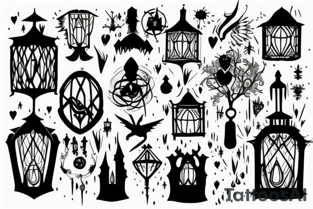 gothic lantern with a dim light tattoo idea