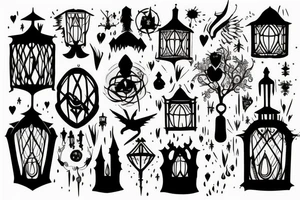 gothic lantern with a dim light tattoo idea