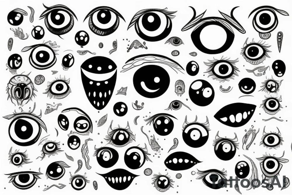 monster with many eyes tattoo idea