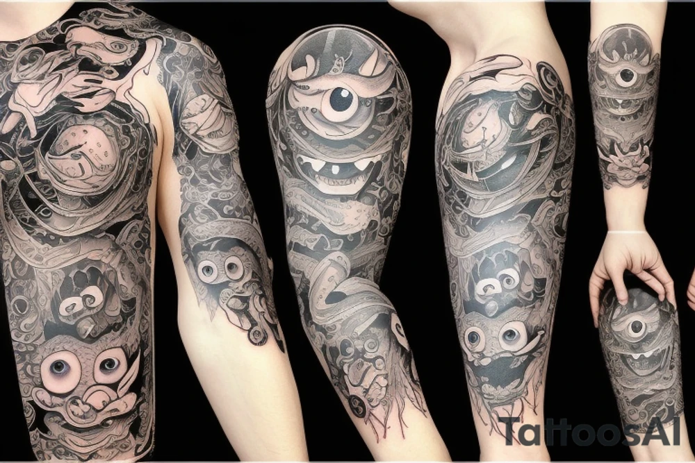 monster with many eyes tattoo idea