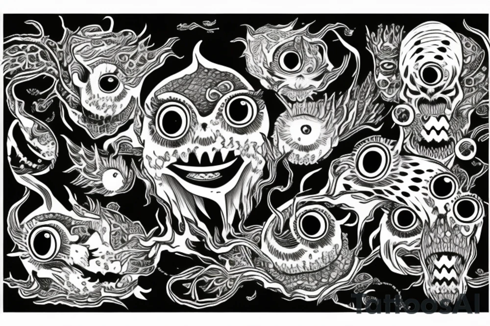 monster with many eyes tattoo idea