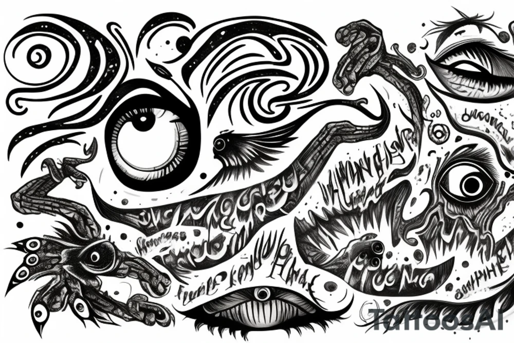 monster with many eyes tattoo idea