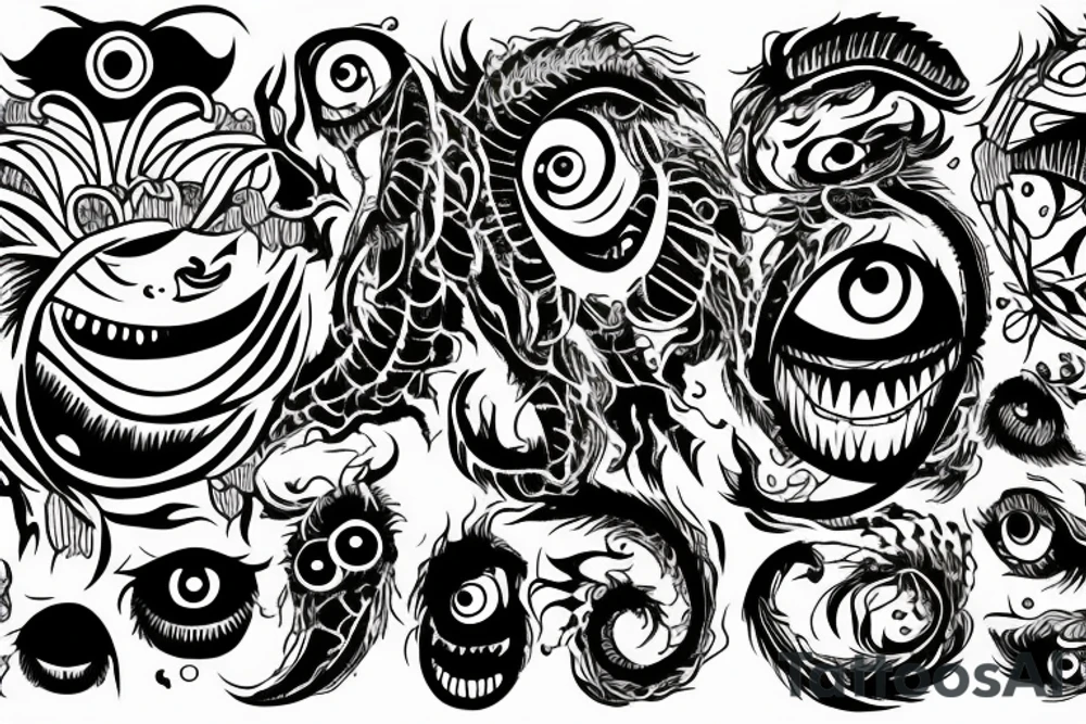 monster with many eyes tattoo idea