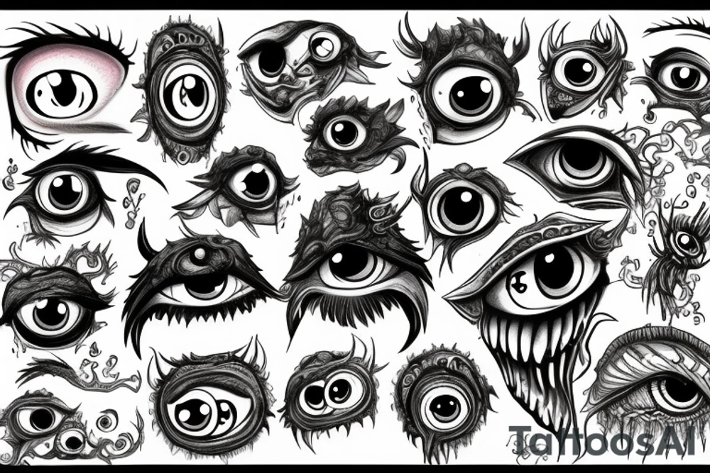 monster with many eyes tattoo idea