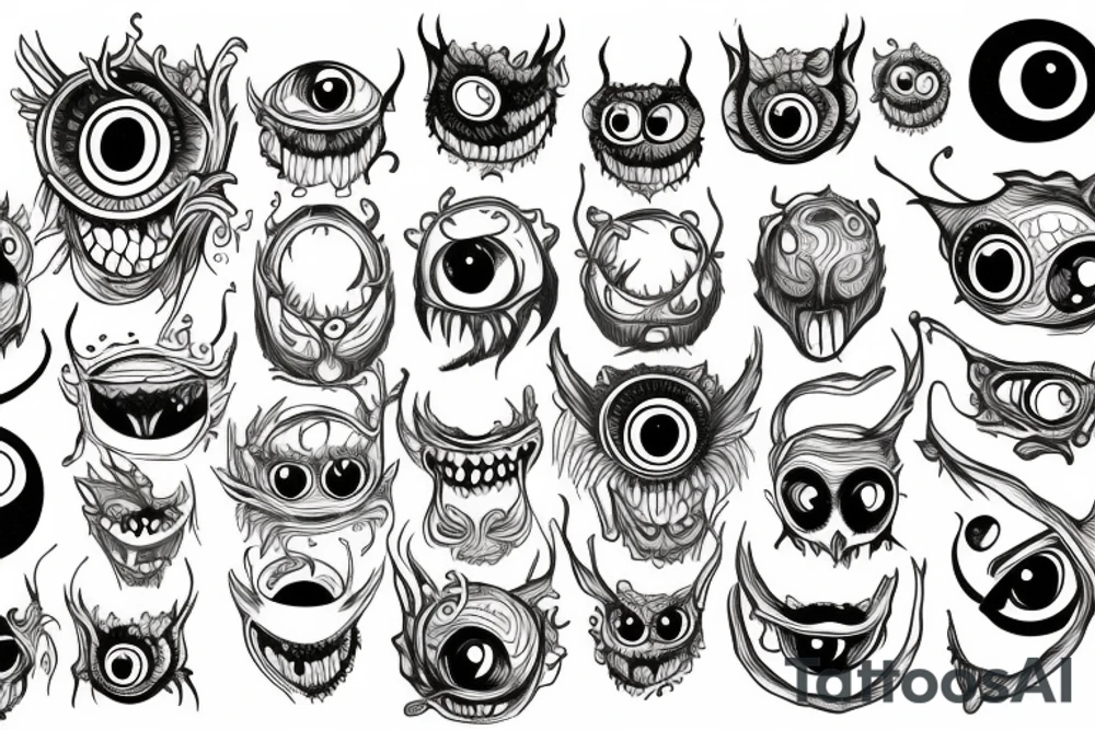 monster with many eyes tattoo idea