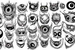 monster with many eyes tattoo idea