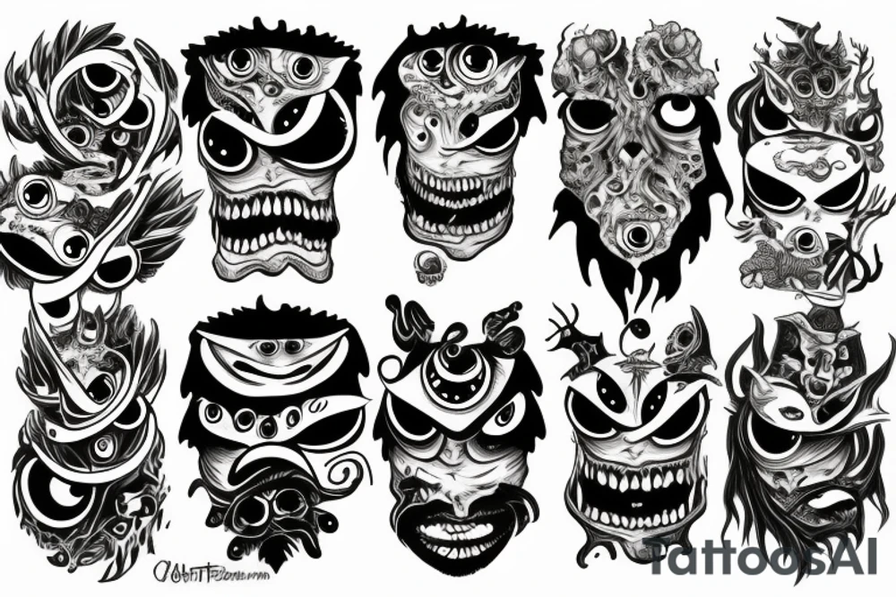 monster with many eyes tattoo idea