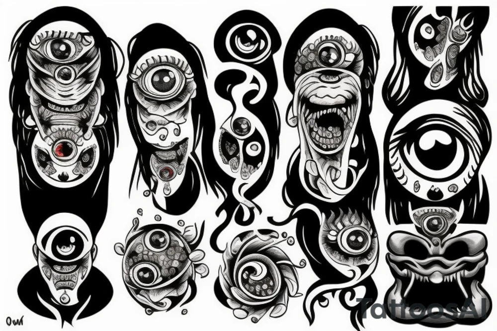 monster with many eyes tattoo idea