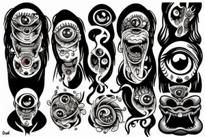 monster with many eyes tattoo idea