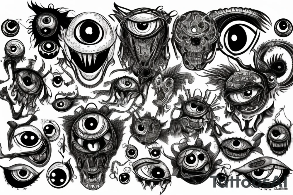 monster with many eyes tattoo idea